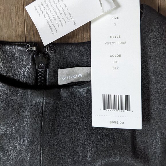 Vince Sleeveless Leather Knee-length Dress In Black - Picture 9 of 10